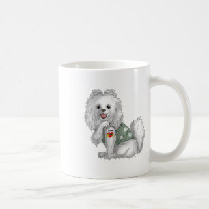 Caneca De Café Pomeraniano Eu Amo Mamãe Tatuagem Camiseta de cão 
