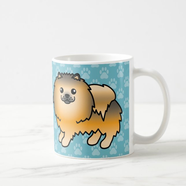 Caneca De Café Pomerânio Laranja Sable Feliz em Azul (Direita)