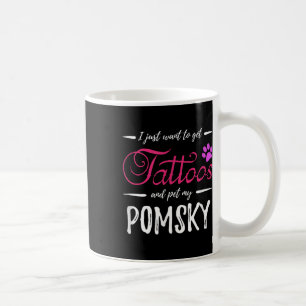 Caneca De Café Pomsky Cachorro Lover Tatuagem Camisa Engraçada Ca
