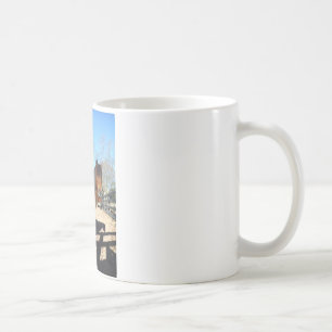 Caneca De Café Pônei marrom céu turquesa