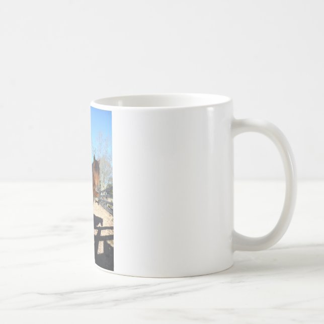 Caneca De Café Pônei marrom céu turquesa (Direita)