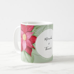 Caneca De Café Ponta de Natal Personalizada Aquarela