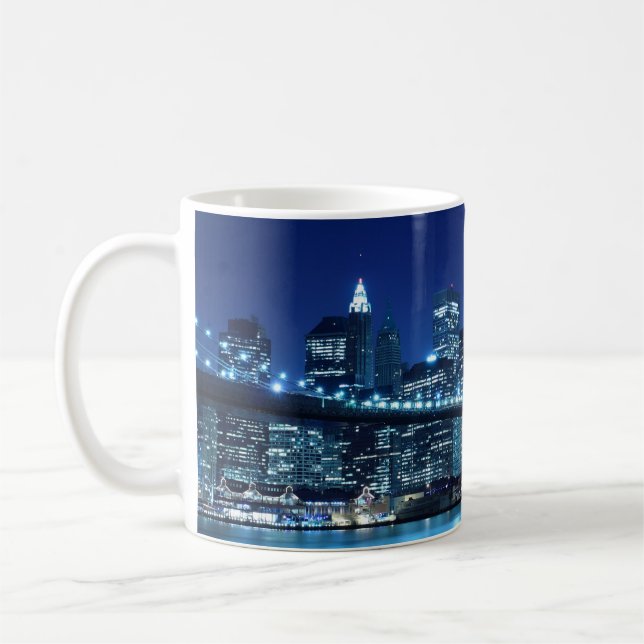 Caneca De Café Ponte de Brooklyn e skyline de Manhattan (Esquerda)
