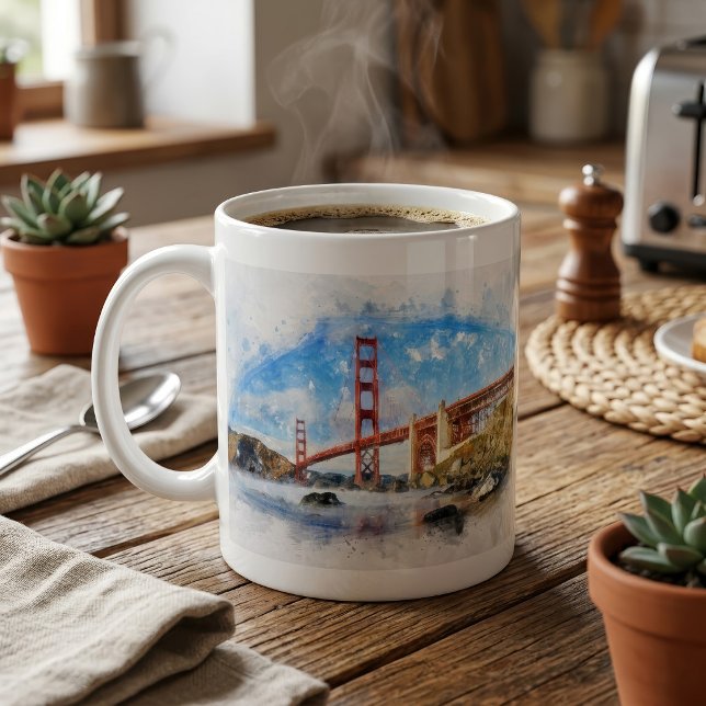 Caneca De Café Ponte Golden Gate Pastel em São Francisco (Golden Gate Bridge Pastel in San Francisco. Coffee Mug)
