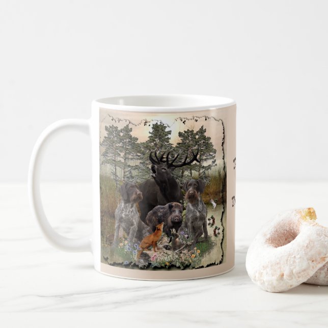 Caneca De Café Ponteiro alemão Wirehaired (Com Donut)