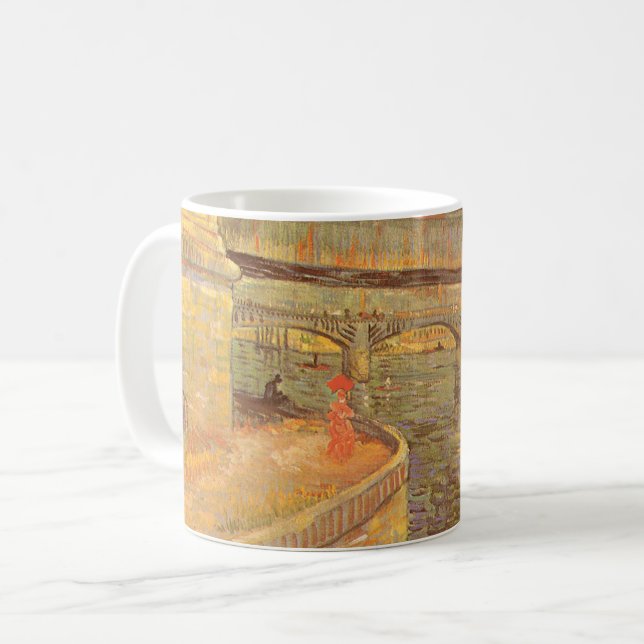 Caneca De Café Pontes ao longo do rio Sena em Asnières de Vincent (Frente Esquerda)
