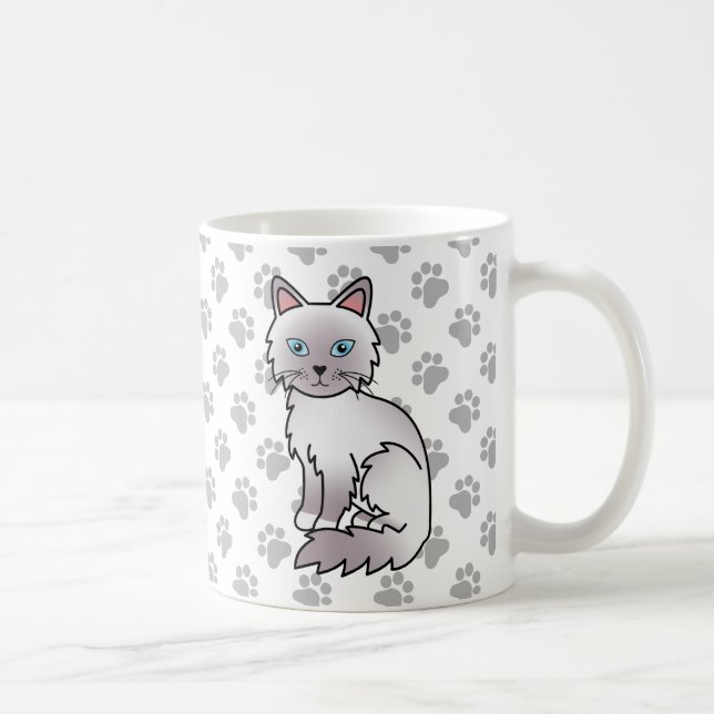 Caneca De Café Ponto Lilar Birman / Ragdoll Gato e Patas (Direita)