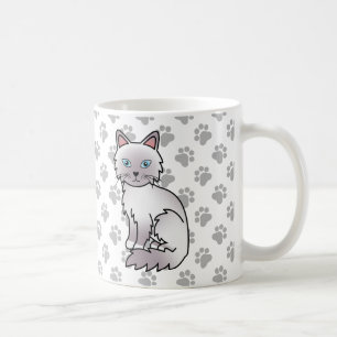 Caneca De Café Ponto Lilar Birman / Ragdoll Gato e Patas