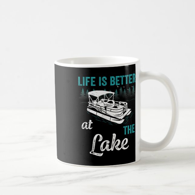 Caneca De Café Pontoon Captain Life Is Better At The Lake Pontoon (Direita)