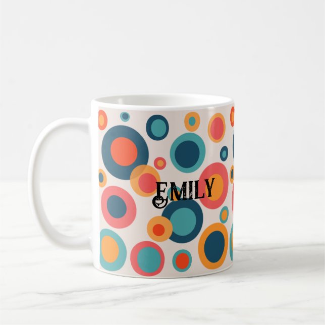 Caneca De Café Pontos Abstrato coloridos (Esquerda)