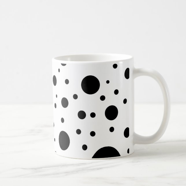 Caneca De Café Pontos Aleatórios Preto e Branco (Direita)