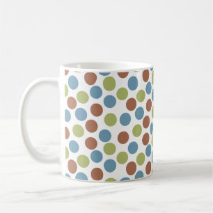 Caneca De Café Pontos azuis, verdes e castanhos