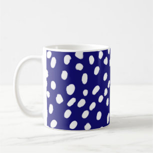 Caneca De Café Pontos Brancos Azul Escuro