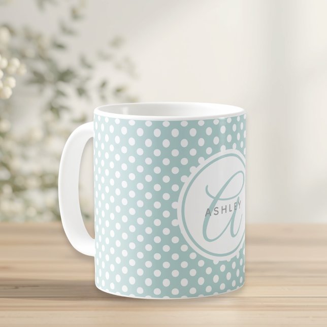 Caneca De Café Pontos Brancos de Bolinhas Personalizado com Nome  (Criador carregado)