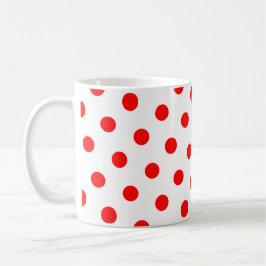 Caneca De Café Pontos Brancos e Vermelhos