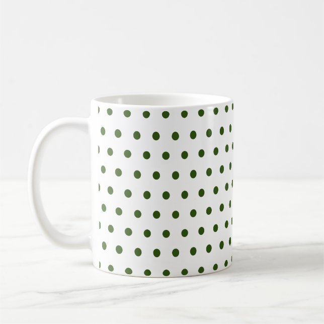 Caneca De Café Pontos Clássicos Verde Floresta Escuro em Branco (Esquerda)