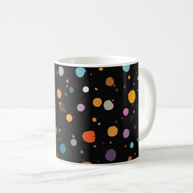 Caneca De Café Pontos Coloridos Brilhantes  (Frente Esquerda)