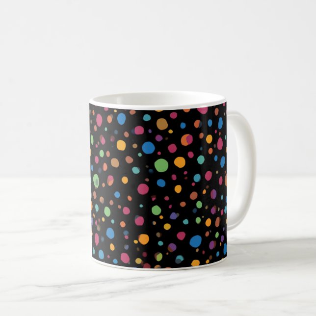 Caneca De Café Pontos Coloridos Brilhantes  (Frente Esquerda)
