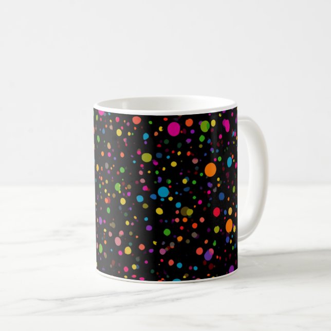 Caneca De Café Pontos Coloridos Brilhantes  (Frente Esquerda)