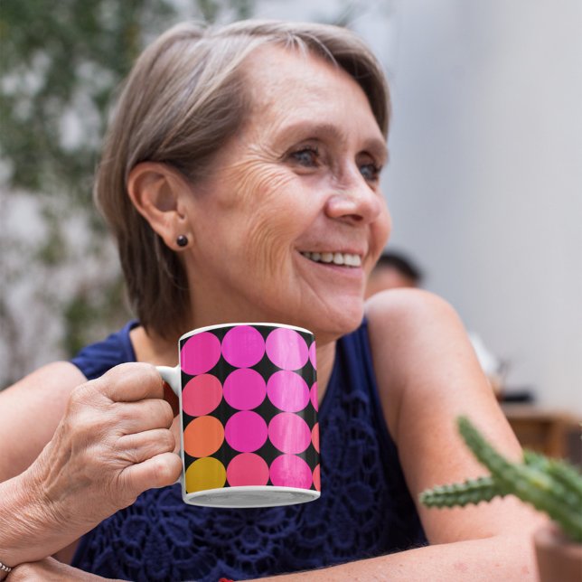 Caneca De Café Pontos cor-de-rosa e laranja (Criador carregado)