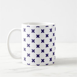 Caneca De Café Pontos crus azuis do marinho em branco