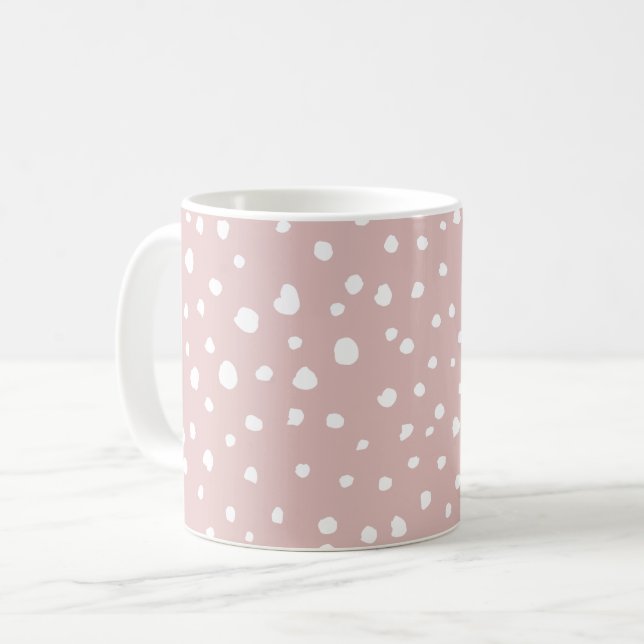 Caneca De Café Pontos Dalmáticos cor-de-rosa, pontos Dalmáticos,  (Frente Esquerda)