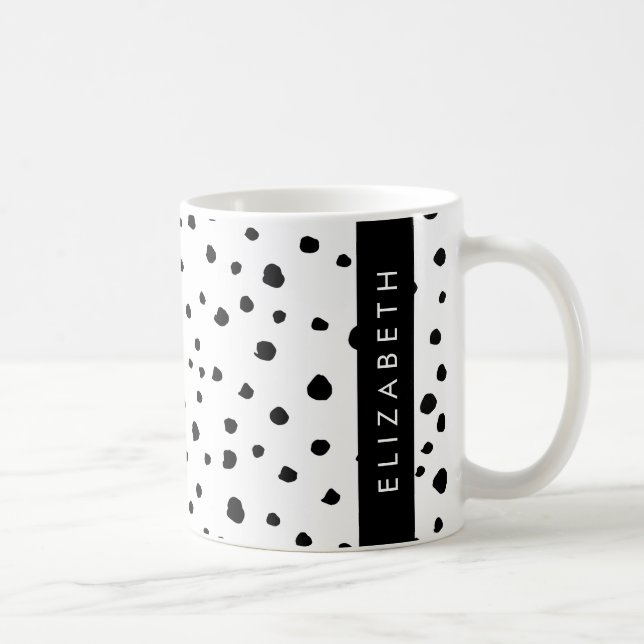 Caneca De Café Pontos Dalmáticos, Pontos, Preto e Branco, Seu Nom (Direita)