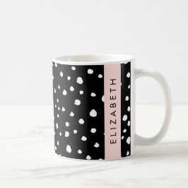 Caneca De Café Pontos Dalmáticos, Pontos, Preto e Branco, Seu Nom