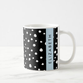 Caneca De Café Pontos Dalmáticos, Pontos, Preto e Branco, Seu Nom