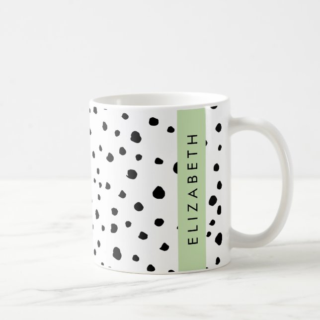 Caneca De Café Pontos Dalmáticos, Pontos, Preto e Branco, Seu Nom (Direita)