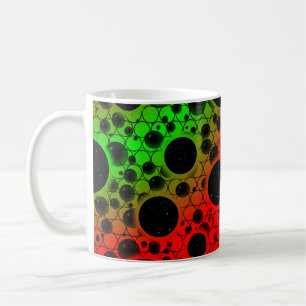Caneca De Café Pontos de bolhas espaciais - Vermelho/Verde