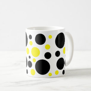 Caneca De Café Pontos dos Círculos Abstrato Amarelos Pretos