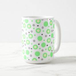 Caneca De Café Pontos geométricos verde menta cinza creme