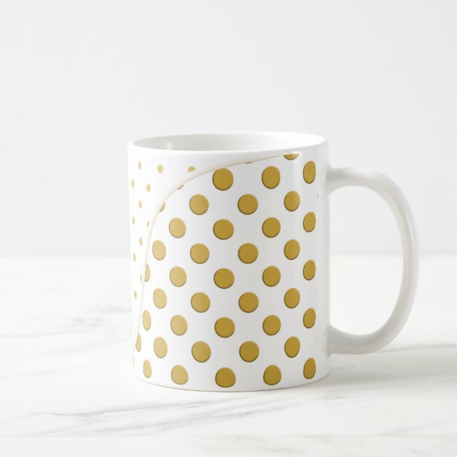 Caneca De Café Pontos Polka em Dourado e Branco (Direita)