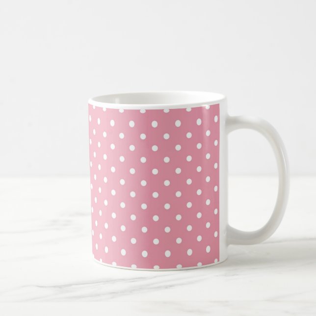 Caneca De Café Pontos Polka em Padrão Rosa (Direita)