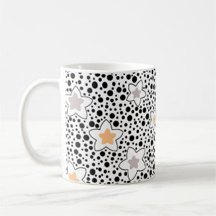 Caneca De Café Pontos pretos e brancos retrô com estrelas