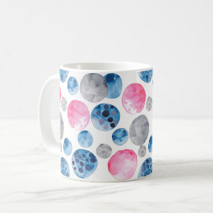 Caneca De Café Pontos Rosa Azul Cinza