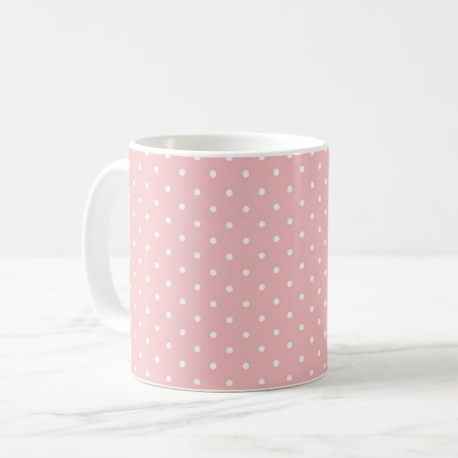 Caneca De Café Pontos suíços retrô - Rosa concha (Frente Esquerda)