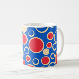 Caneca De Café Pontos Vermelhos E Azuis Em Azul