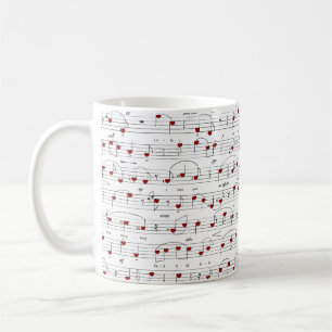 Caneca De Café Pontuação de Música de Canção de Amor Corações Ver