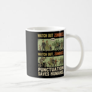 Caneca De Café Pontuação Gramatical Divertida Salva Humanos de Ch