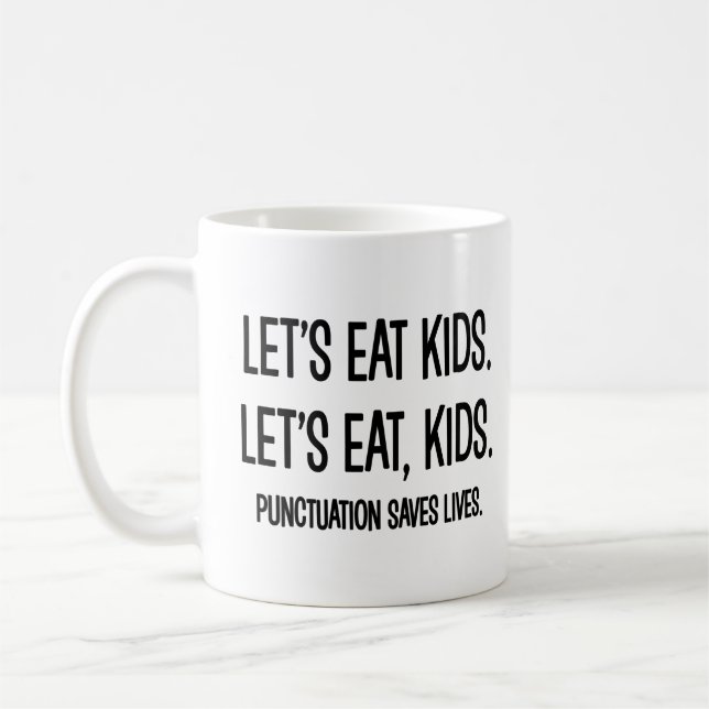 Caneca De Café Pontuação Salva Vidas Gramática Engraçada (Esquerda)