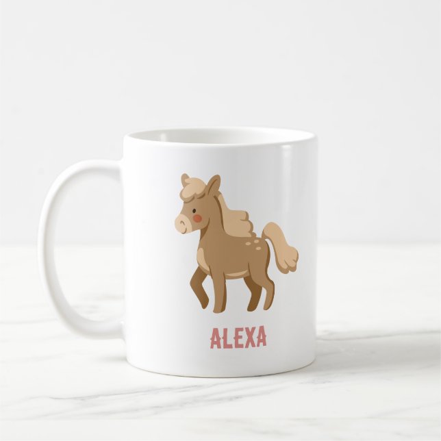 Caneca De Café Pony Equestrian Girl Monogramed Personalizada (Esquerda)