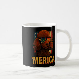 Caneca De Café Poodle 4 De Julho - Merica Dog Patriótico Independ