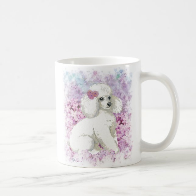 Caneca De Café Poodle Branco na Taça de Café Lilacs (Direita)