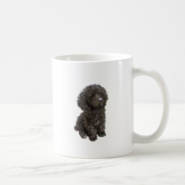 Caneca De Café Poodle - cachorrinho preto brinquedo (Direita)