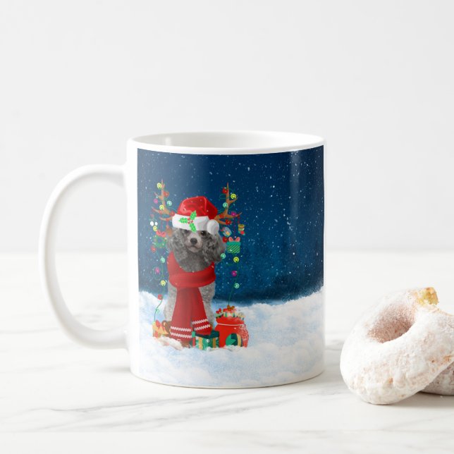Caneca De Café Poodle Christmas (Com Donut)