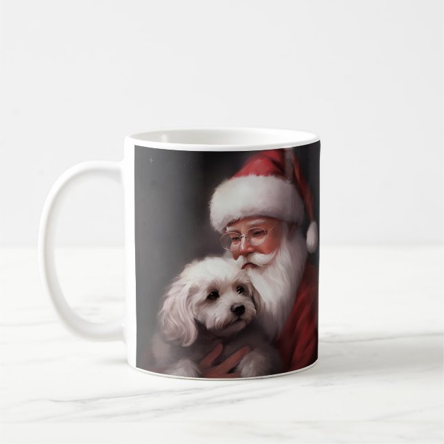 Caneca De Café Poodle com Papai Noel Natal Festivo (Esquerda)