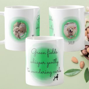 Caneca De Café Poodle de Aquarela Verde Pastel com Fotos Personal