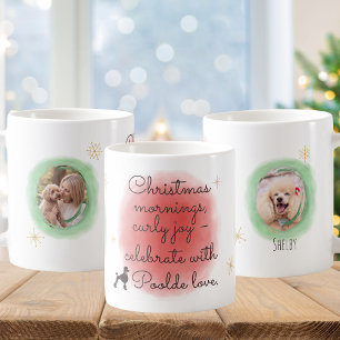 Caneca De Café Poodle de Natal em Aquarela – Férias Personalizada